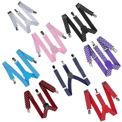 Polka Dot Colourful Suspenders For Men And Women Adjustable Braces Fancy Dress • £4.99