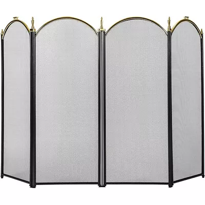 51.5 X 32'' Folding Fireplace Screen 4 Panel Fire Guard Shield Iron Mesh Fence • $39.99