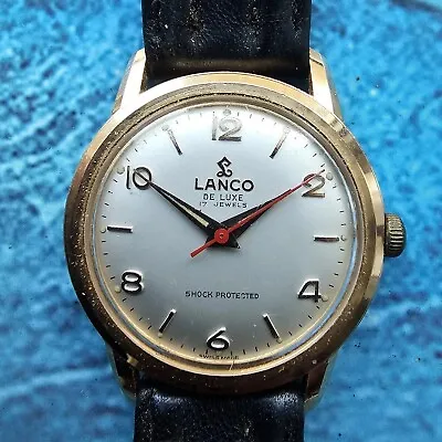 Vintage Lanco De Luxe Hand-Winding Men's Wristwatch • $123.09