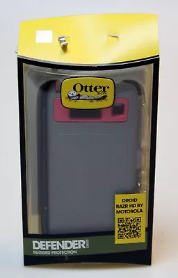 New Otter Box Defender Droid Razr HD Motorola Case Gray/ Pink • $10