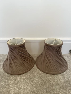 Pair Of Vintage 80s LAURA ASHLEY Mauve Pleated Lamp Shades  18cm High • £29.99