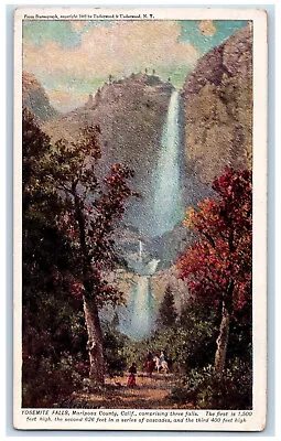 View Of Three Falls Mariposa County Yosemite National Park CA Antique Postcard • $14.98