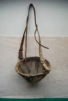 Vintage Primitive Wire Cage Horse Muzzle Basket W/ Leather Straps DIY Projects! • $30