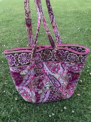 Vera Bradley Toggle Tote In Very Berry Purple Pink Floral Paisley • $29.99