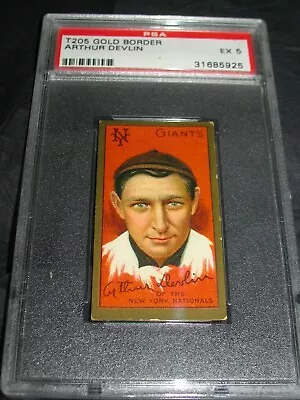 1911 T205 Gold Border Arthur Devlin PSA EX 5 ~New York Giants • $600