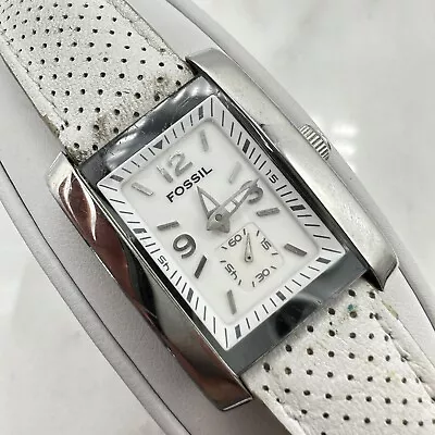 Women's Fossil White Leather Watch AM4152 New Battery • $20.99