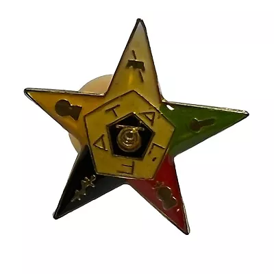 Vintage OES Masonic Star Tie Tack Lapel Hat Gold Tone Pin • $8.95