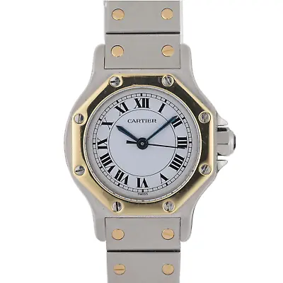 Cartier Santos Octagon 0907 Automatic 18k Gold & Steel 24mm Ladies Watch W/Box • $1999.99