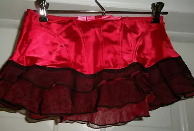 Jezebel Red Satin Doll Skirt Tiny Micro Mini Size Small • $28