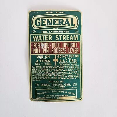 Vintage General Fire Extinguisher Tin Sign • $10.97