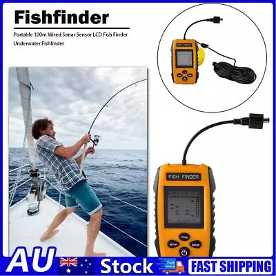 Echo Sounder Wired Sonar Fish Finder LCD Screen 100m Depth Locator Fishfinder • $54.02