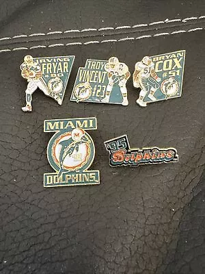 Lot Of 5 1995 Chevron NFL Miami Dolphins Vintage NFL Pins Troy Vincent Bryan Cox • $15.49