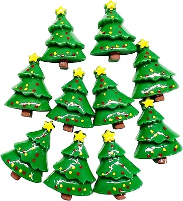 10pcs Kawaii Christmas Tree Flatback Resin Embellishments Cabochons For Crafting • £5.49