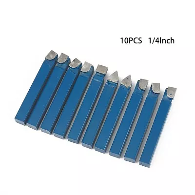10pcs 1/4 Metal Lathe Tool Carbide Tip-Tipped Cutter Tool C6 Bit Cutting Set • $21.49