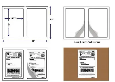 Shipping Mailing Labels 7.5 X 5.12 Round Corner Quality Self Adhesive • $19.98