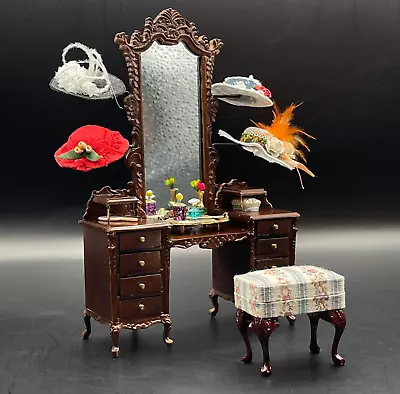 Bespaq Victorian Dressing Table Vanity Bench Artisan Miniature Dollhouse 1:12 • $125