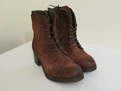 Miz Mooz Suede Lace Up Boots Sloanne Brandy Brown New 36 Fits 5.5-6 • $69.99