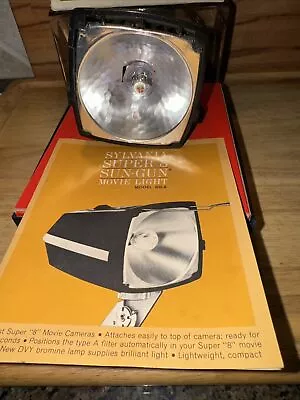 Vintage Sylvania Super 8 Sun Gun Movie Light Model SG8 W/ Box & Brochure Tested • $23.99