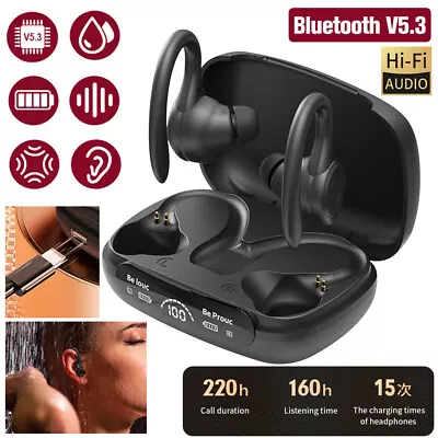 Bluetooth Headset 5.3 TWS Wireless Earphones Earbuds Headphones Stereo Ear Hook • $16.14