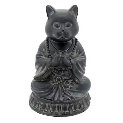 MEDITATING CAT STATUE 6  Zen Buddha Kitty GOOD QUALITY Resin Figurine Meditation • $26.95