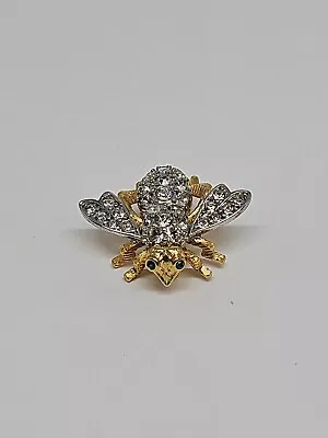 Vintage JOAN RIVERS Silver/Gold Tone W Rhinestones BUMBLE BEE BROOCH Pin Jewelry • $34.99