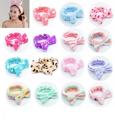 Big Bow Hair Band Soft Fleece Head Wrap Bath Spa Make Up Shower Facial Head Band • £3.13