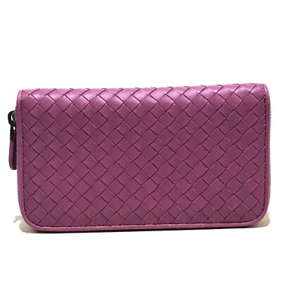 UNUSED BOTTEGA VENETA 275064 Intrecciato Zip Around Long Wallet Leather Pink • $1012