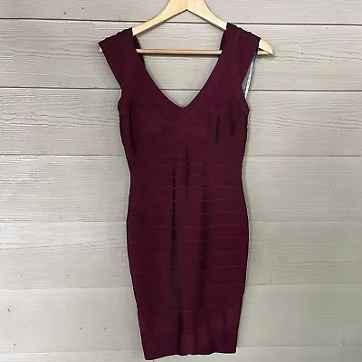 $130 • Buy Herve Leger Bandage Dress Nannette Maroon Red Medium Cocktail Dresses