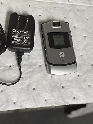 Classic Silver Motorola Original RAZR Flip Phone V3M W/ Charger Tested Works NR • $19.99