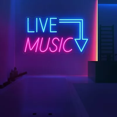 Neon Sign Dimmable Led Neon Signs For Wall Decor Bedroom Man Cave Live Music • $46.55