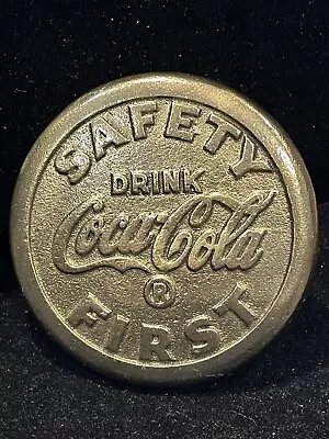 Vintage 1933  Safety Drink COCA COLA First  Brass Sidewalk Safety Marker MINT! • $10.50