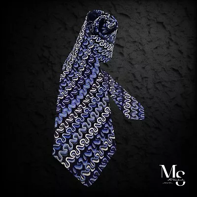 DUCHAMP LONDON XL Blue Geometric Luxury Silk Tie Hand Made England W:3.75  EX CD • $85
