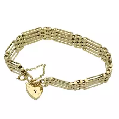 Ladies 9ct Yellow Gold Four Bar Gate Bracelet - 18.2g • £654.50