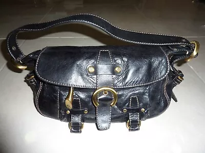 FRANCESCO BIASIA Italy Leather Shoulder Bag Purse Handbag BLACK • $69