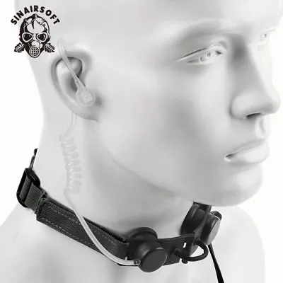 Z-tactical Military Throat Mic Tube Earpiece Headset PTT Portable Radio Airsoft • $26.99