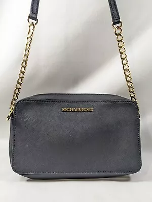 Authenticated Michael Kors Black Jet Set Crossgrain Leather Crossbody • $43.18