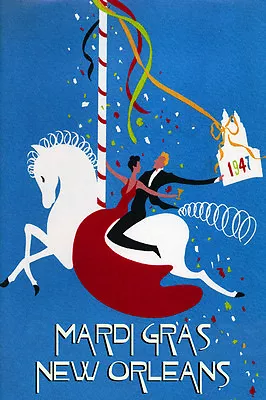 Mardi Gras New Orleans Horse Advertising Vintage Poster Repro FREE SHIPPING • $28.64