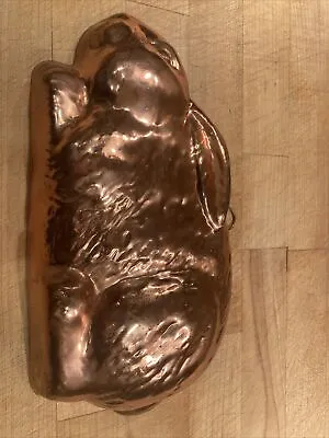 Vintage Copper Rabbit Decorative Mold With Brass Hook For Hanging 10” X 5-1/2” • $28