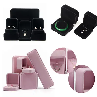 $8.99 • Buy Velvet Flock Jewellery Ring Watch Necklace Bracelet Pendant Gift Box Black Pink
