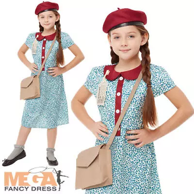 40s Wartime Girls Fancy Dress 1940s WW2 Kids Historical Book Day Costume Outfit • £14.99