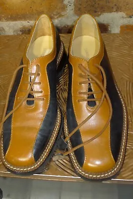 Daniel Hechter Black/tan Leather Lace Up Shoes Size 5 • £18.95
