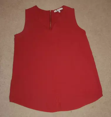 NEXT Size 8 Dark Red V Neck Sleeveless Top With Back Zip Loose Fit • £3.99