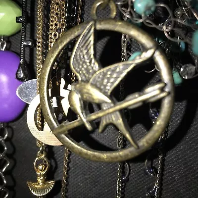 Hunger Games Mockingbird Pendant Leather Necklace • $20