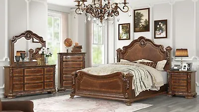 Vintage Contemporary Dark Walnut King Bedroom Set For A Total Of 5 Pieces • $3529