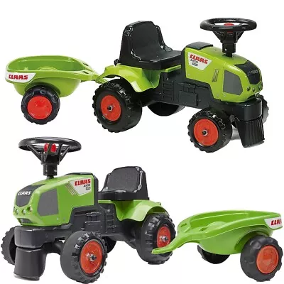FALK Tractor Baby Claas Axos 310 Green With Trailer From 1 Year • £76.88