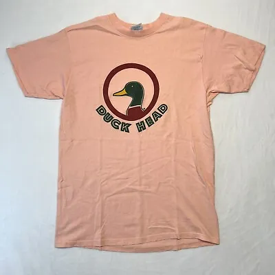 Duck Head Graphic Pink T-Shirt Crew Neck Size L Logo Vintage • $19.74