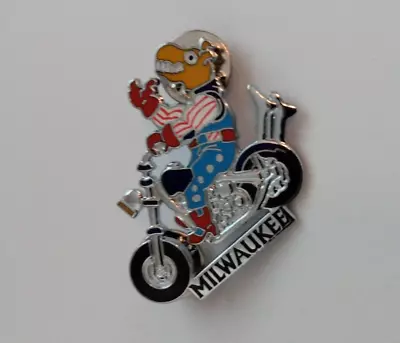 Milwaukee Motorcycle Riding Moose Character Lapel Pin • $10