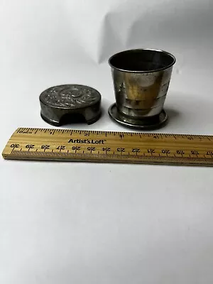 Vintage Antique Collapsible Folding Pocket Size Metal Cup Made USA  Feb 23 1897 • $19.99