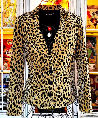 Vintage Betsey Johnson New York Leopard Cheetah Velvet Dress Coat Jacket Blazer • $124.99