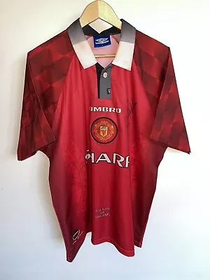 Manchester United Home Shirt 1996-1997 Cantona 7 Signed By Beckham & Scholes • £8.50